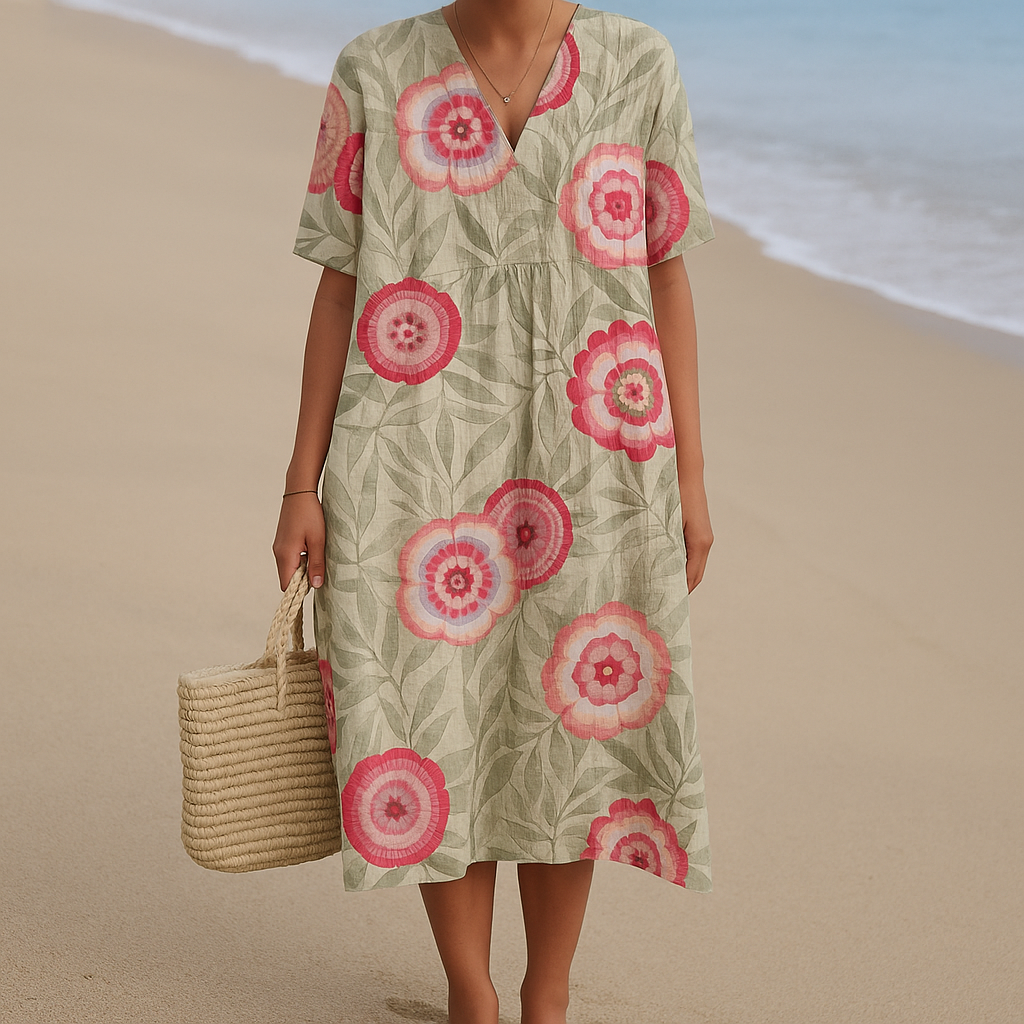 Félice - Robe feuillage et fleurs mandala