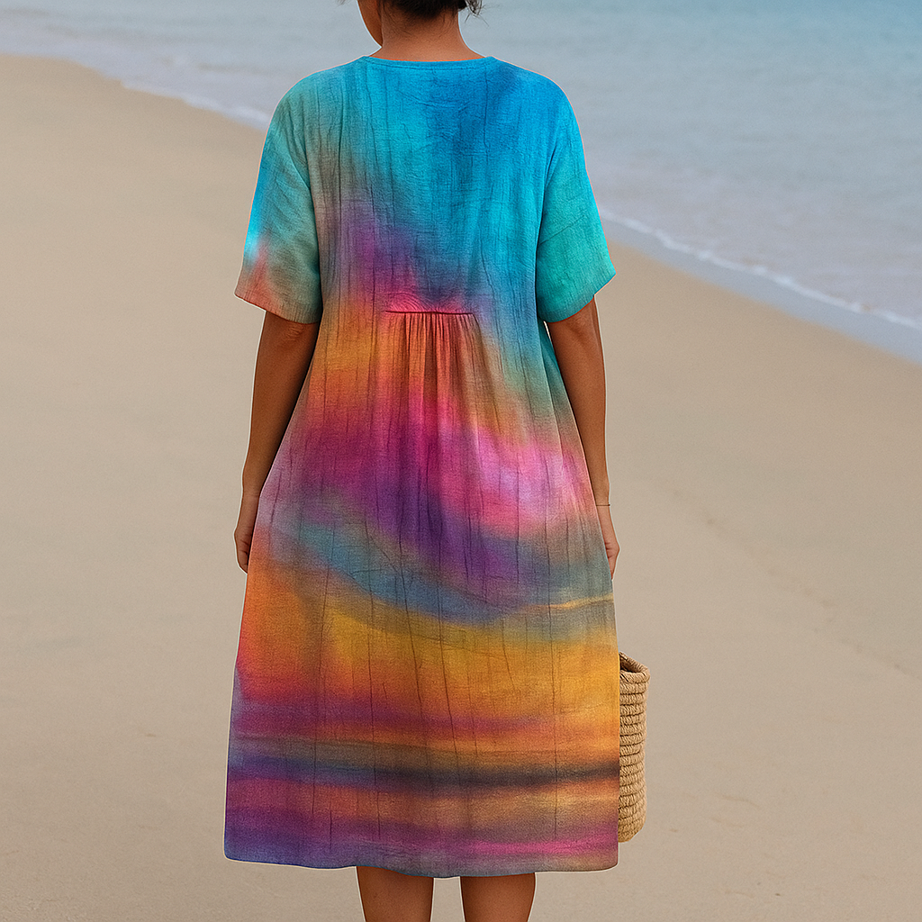 Solene - Robe tie-dye coucher de soleil