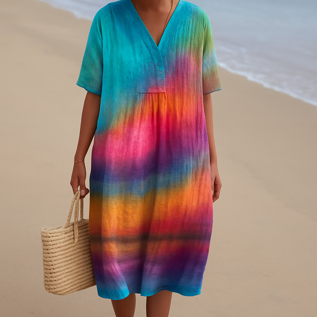 Solene - Robe tie-dye coucher de soleil