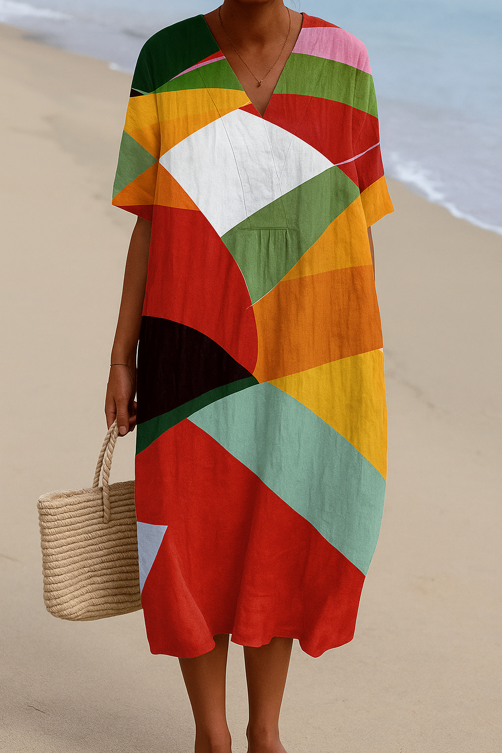 Solène II - Robe à patchwork multicolore