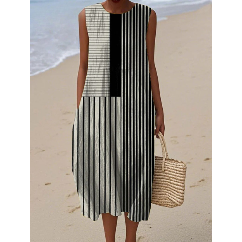 Elise - Robe Lignes Monochromes