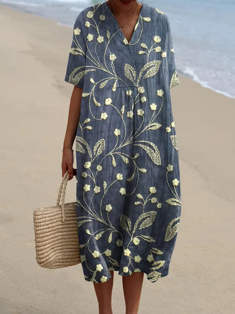 Enora - Robe fleurie brodée